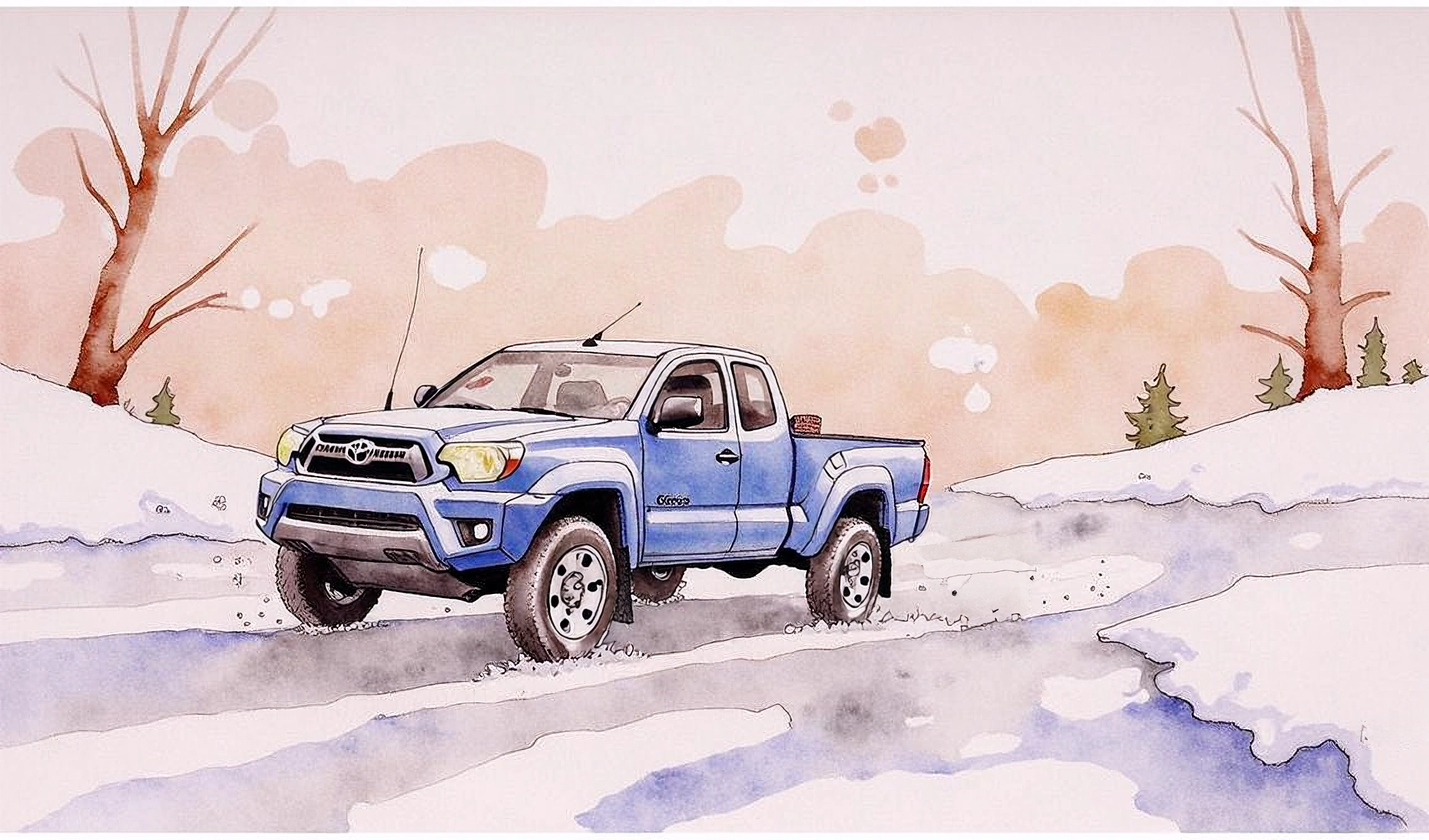 Watercolor painting of the first snow in Minnesota